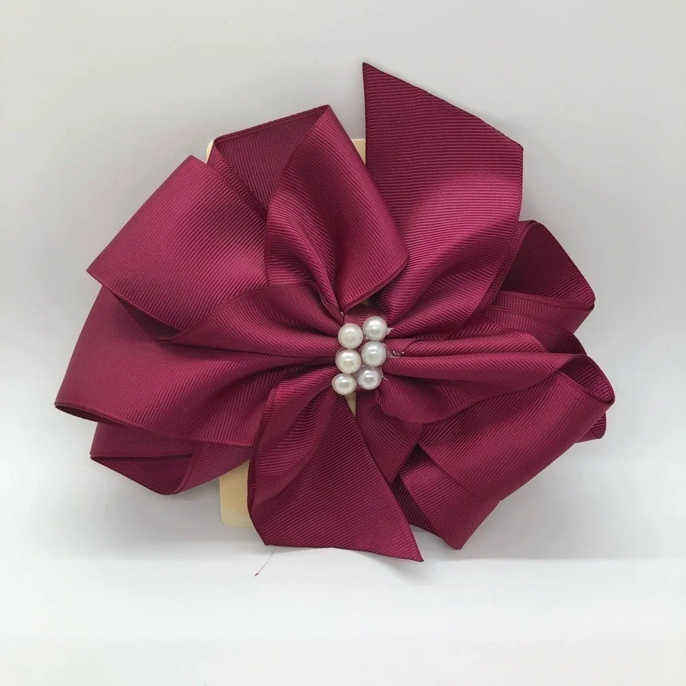 Joshelin Girls Burgundy Pearl Oversized Bow